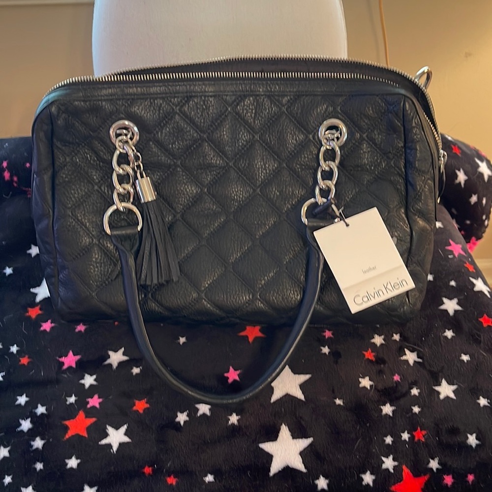 NWT Calvin Klein black leather bag